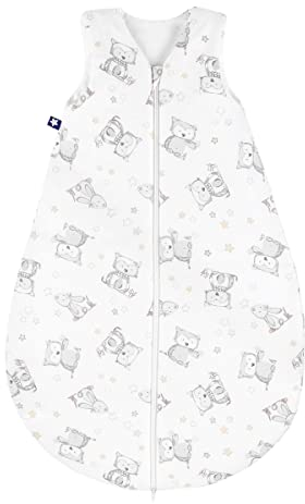 Julius Zöllner Sommerschlafsack, 0,5 TOG, waschbar bei 60°C, Made in Germany, Oeko TEX Standard 100, Häschen und Eule, Gr. 80