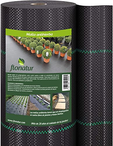 Flonatur Malla Antihierba 75 Gramos, Rollo 1x5m, Malla Geotextil Contra Maleza y Malas Hierbas, para el Huerto, Estable a Rayos UV y Permeable