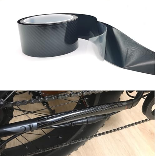 TURBOOST Bike Frame Protection Tape Sticker Vinyl Wrap Skin, MTB Paint Chainstay Chain Guard Corner Protector Film, Carbon Filter Pattern, 3m (120”) Length, Various Width Option (5)