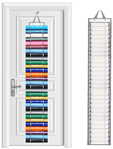 DKHDBD Support de rouleau de vinyle avec 60 compartiments et crochets de porte, organiseurs transparents pour placard de bricolage à la maison (gris)
