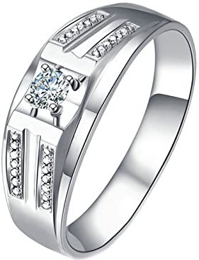 Daesar Trauring 950 Platin, Herren Ring Bandring mit Diamant 0.14ct Verlobungsring und Eheringe Nickelfrei Größe 66 (21.0)