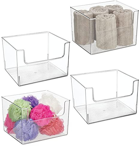 mDesign Aufbewahrungsbox für das Badezimmer – Bad Organizer aus Kunststoff – praktische Badablage für Kosmetik, Hygieneartikel, Medikamente usw. – 4er-Set – durchsichtig