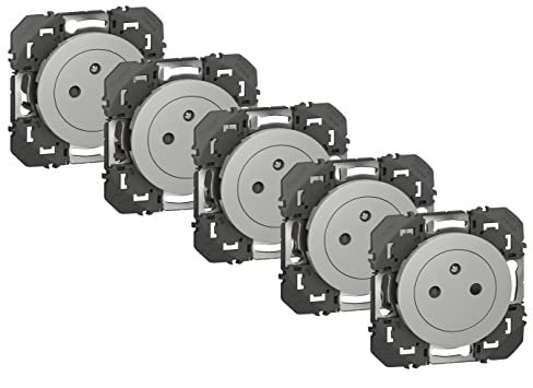 Legrand Lot de 5 Prises avec Terre Dooxie, Aluminium