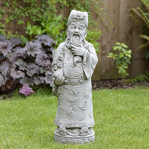 ONEFOLD - CHINESE CONFUCIUS GARDEN STATUE | HAND CAST STONE GARDEN ORNAMENT | HEAVY SCULPTURE | KOI