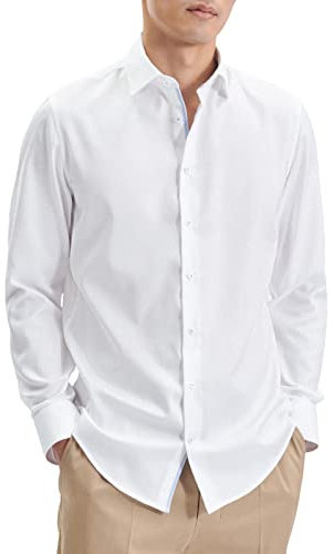 Seidensticker Herren Business-Hemd - Extra Slim Fit - Bügelfrei - Kent-Kragen - Langarm - Karo - Patch - 100% Baumwolle , Wit37