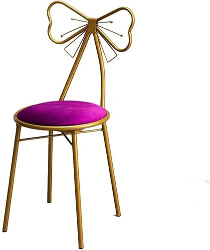Dressing Table Makeup Chair Creative Ms Bedroom Dressing Chair Gold Lounge Chair Butterfly Tie Armchair Iron Art Nail Stool Bedroom Furniture,Purple flannel