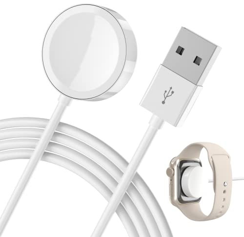 Caricatore per Apple Watch, Caricatore iWatch compatibile Apple Watch Series 8 7 SE 6 5 4 3 2 1 Ultra, 38mm/40mm/42mm/44mm, Cavo di ricarica wireless magnetico 1M (USB)