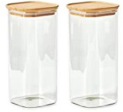Betty Bossi Vorratsdose Glas 7 dl Silikon Bambus Borosilikatglas 2 Stück Transparent Braun (700, Eckig, 2, 411577)