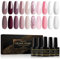 Shining She UV Nagellack Set,10 Farben Pink Weiß Braun Beige Glitzer Rosa Gel Nagellack,Soak-Off UV Gel Nail Polish Set für Anfänger Maniküre Salon, 8ML