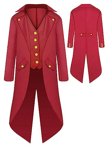 SEAUR Cappotto gotico nero steampunk frack giacca cosplay carnevale Halloween costume per bambini 125-165