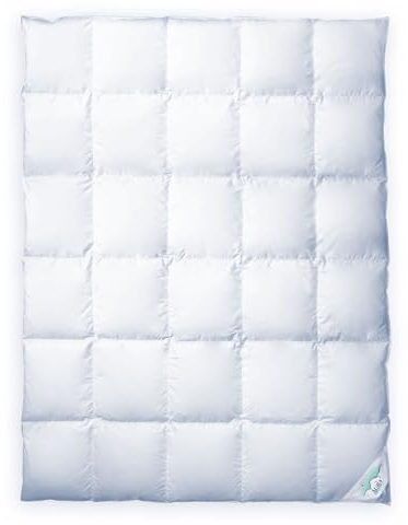Aura® Daunendecke 155 x 200 cm Warm Winterdecke | Premium ungarische Daunen Klasse I | Oeko-TEX 100 allergikergeeignet | pflegeleicht 100% Baumwolle | Aura® Essentials Bettdecke für Winter