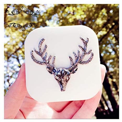 Lens Storage Cases, Contact Lens Cases,Mini Box Container, Lovely Women Handmade Contact Lens Box Travel Kit With Mirror Square Black/White Christmas Deer Contact Lens Case Cute Animals (Color : Black