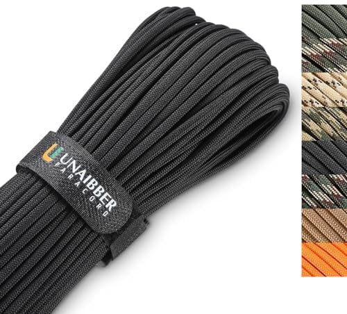 Unaibber Paracord 4mm,Paracord 550 (20M) Schnüre Seil 7 Kern-Strängen,Nylonseil Paracord aus reißfestem 100% Nylon Paracord hält bis zu 250kg für Survival Camping (Schwarz)