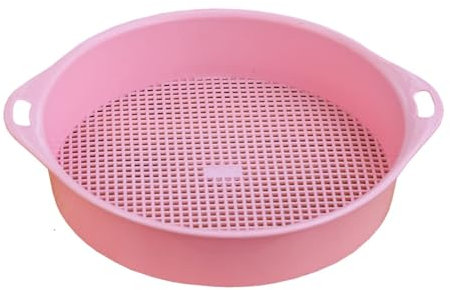 2Pcs Garden Riddle Sieve, 24cm Mesh Soil Compost Sieve 3mm Round Garden Sieve for Soil and Stones Earth and Rocks Sifter Riddler Plastic Mesh Soil Sifter Set for Garden(Pink)