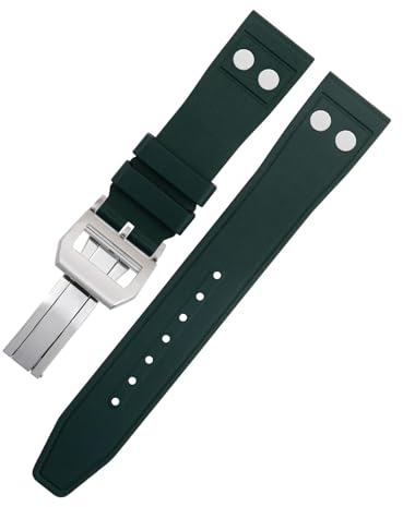 GANYUU Uhrenarmband für IWC-Armband Big Pilot Mark Portugieser Top Gun, weiches Gummi, mit Nieten, 20 mm / 21 mm, 20 mm, Achat
