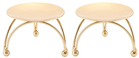 Doumneou Lot de 2 bougeoirs piliers en fer (7,1 cm de diamètre) pour bougies LED et cire, support de bougie sur pied, doré
