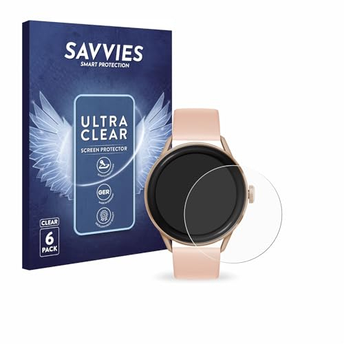 Savvies 6 Stück Schutzfolie für Ice-Watch ICE smart 2.0 1.2 (rund) Displayschutz-Folie Ultra-Transparent
