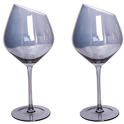 CASNO Verre à vin rouge oblique coupe maison coloré ambre fumé pour verres gris restaurant bar pour gobelet créatif