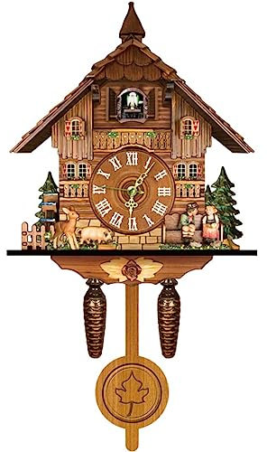Handarbeit Kuckucksuhr Wanduhr Europäische Schwarzwälder Stil Kuckucksuhr Dekor Schwarzwalduhr Schwarzwaldhaus mit Quarzwerk und Kuckuckruf