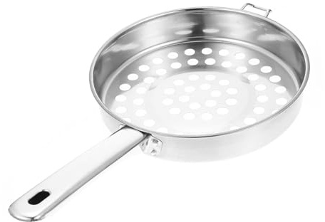 FUNOMOCYA Large Hole Stainless Steel Strainer Handheld Cooking Colander Mesh Scoop for Shrimp and Hot Pot Kitchen Tool for Easy Draining