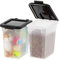 IRIS USA 10 Lbs / 12.75 Qt Airtight Dog Food Storage Container, 2 Pack, for Dog Cat Bird and Other Pet Food Storage Bin, Keep Fresh, Translucent Body, BPA Free, Clear/Black