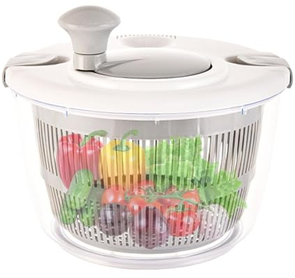 Centrifuga da cucina per uso alimentare: centrifuga per insalata grande, asciuga verdure manuale, facile | Asciugatrice per verdure a foglia di lunga durata, lavatrice per frutta e lattuga, adatta per