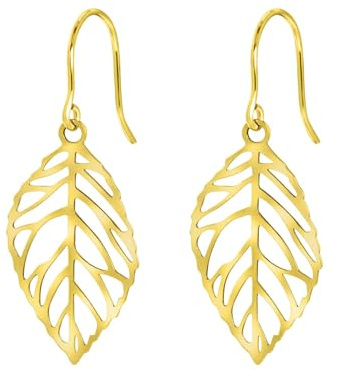 Lucardi - Damen Ohrringe aus 585er Gelbgold, Blatt - Ohrringe - 585 Gold - Gelbgold - Nickelfrei