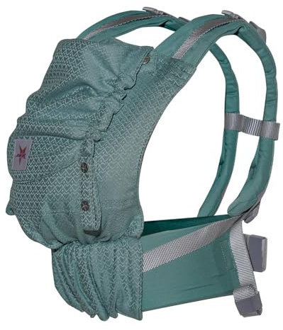KOKADI Babytrage Flip Heart2Heart Mint (Unisize) – Ergonomisch & sicher - handgefertigt aus 100% Bio-Baumwolle – Ab Geburt bis 15 kg, einfach anzulegen, ideal für den täglichen Gebrauch – Türkis