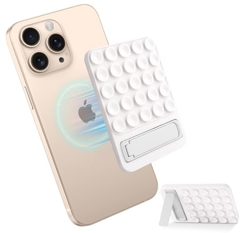 DOMAVER Handy Saugnapf Halterung,Magnetisch Handyhalterung mit Mag-Safe,Handy Ständer kompatibel mit iPhone16 15 14 13 12 Series und Magnetiche Hülle,für Dusche,TikTok Ersteller,Videos,Selfies, Weiß