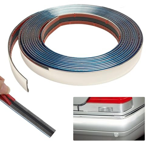 VEGCOO Bande de Garniture Chrome pour Voiture - 10mm*8m Baguette Adhésive pour Carrosserie, Fenêtre, Décoration Extérieure - Avec Gant