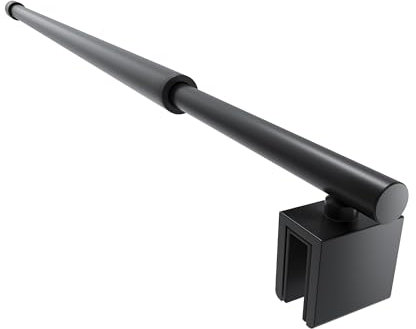 SVNR Porta doccia, asta telescopica regolabile da 700 mm a 1200 mm, in acciaio inox, forma rotonda per pareti e cabine walk-in, adatta per vetri di spessore da 8 a 10 mm, nero opaco