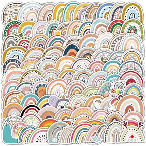 100 Stück Regenbogen Laptop Stickers, Niedliche Vinyl brücke Cartoon Aufkleber Gepäck, Regenbogen Aufkleber, Regenbogen Sticker für Spielzeug Aufkleber, Helme, Skateboards, Kühlschränke