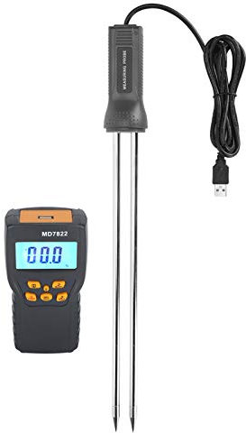 Medidor de Humedad, Medidor Digital de Humedad de Grano con Sonda Larga y Pantalla LCD, para Paja de Cereales, Salvado, Hierba Forrajera, Leymus Chinensis, Trigo, Arroz, Maíz