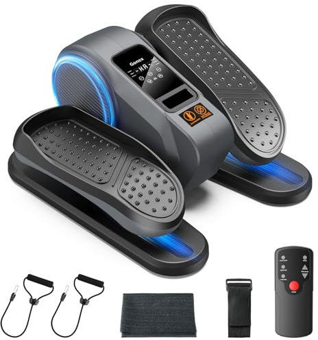 GONEX Elektrischer Ellipsentrainer für Senioren 2-IN-1 Mini Crosstrainer für Zuhause Pedaltrainer 16 Stufen Geschwindigkeiten, 12 Automatik + Manuell, Beintrainer mit Fernbedienung, Grau