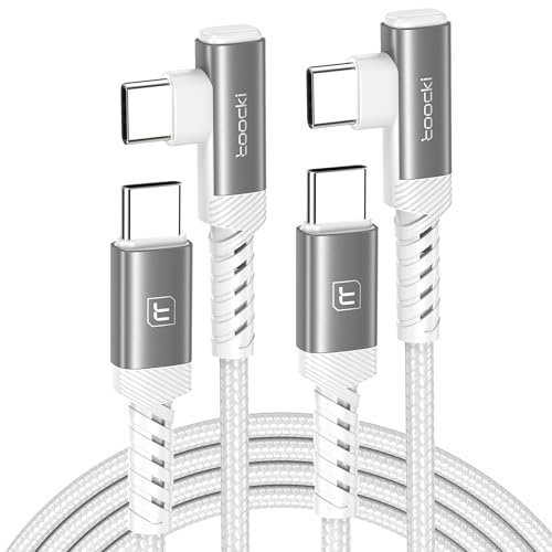 toocki Cable USB C 60 W, 2 Pack [1 M+1 M] PD 3.0 Cable USB C a Tipo C 90 Grados Carga Rapida para iPhone 17/iPhone 16 Pro Max/15, iPad Pro, Samsung Galaxy S23 / S22, Blanco