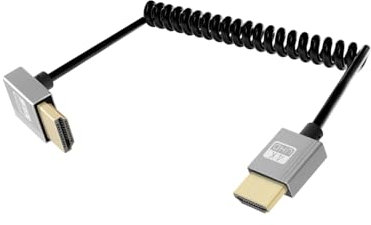YANBORONSN 4K HDMI Spiralkabel 2.2FT, Kurzes HDMI zu HDMI Kabel, Spring Spiral HDMI 2,0 Kabel 4K@120Hz 18Gbps für Kamera/TV/Capture Karten/Tablet (Aufwärts)