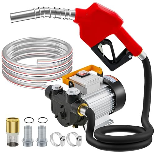Pompa diesel 550W 20-60l/min Aspirazione elettrica pompa carburante, 230V Pompa carburante autoadescante con Ugello e Tubo Flessibile Autosigillante