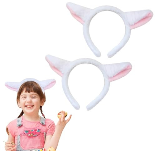 SDXCJY 2 x Tier-Stirnbänder mit Schafsohren auf Stirnband, schöne Tierohren, Stirnband, Erwachsene, Damen, Kinder, Stirnbänder für Herren, Junggesellinnenabschied, Kostüm, Bauernhof, Plüsch-Esel, Kuh,