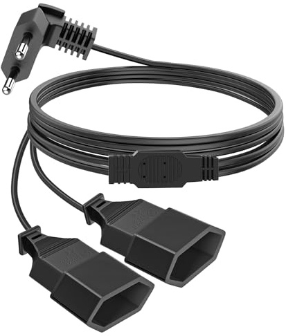 VIEVRE Verlängerungskabel Eurostecker Flach,2M Eurostecker Verlängerung,Mehrfachstecker Flach,2-in-1 Stromkabel Dreifach Typ-C-Stecker,0,75 mm² Max,Flachstecker Verlängerung für TV PC Monitor,Schwarz