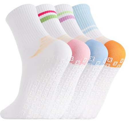 Utensilsto 4 Paar Stoppersocken Damen Yoga Socken Rutschfeste Pilates Socken Anti Rutsch Sportsocken Damen für Zuhause Reha Dance Workout