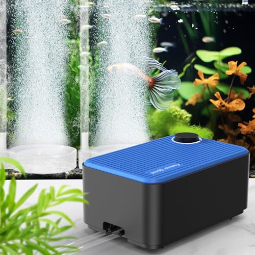 Forever Speed Pompa ad aria silenziosa per acquario 2W, molto silenziosa < 40 dB con passaggio singolo fori d'aria, braccio di vibrazione e più ossigeno da 100 l