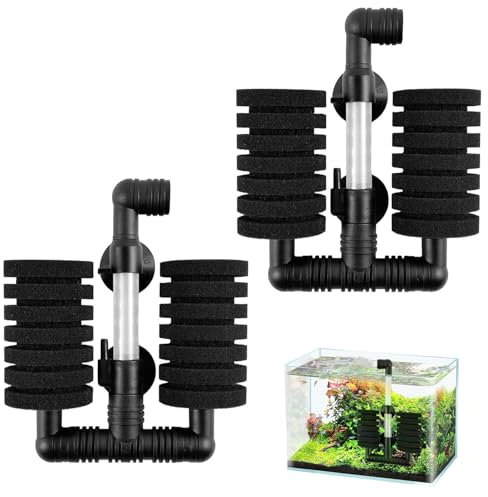 Ovtai Set di 2 Pezzi Filtro ad Aria Acquario, Filtro Spugna per Acquario, Filtro Aria Acquario, Filtro bio, Filtro ad Aria per Filtrazione Biologica e Meccanica