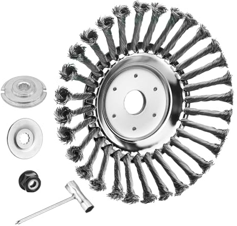 Lame de débroussailleuse incassable de 25,4 cm, tête de Coupe en Fil d'acier, tête rotative pour désherbage, tête de désherbage avec kit d'adaptateur pour enlever la Mousse, l'herbe, la Rouille, la