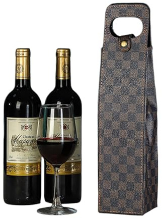 Geschenktüten Geburtstag aus Kunstleder, Geschenktüte, Flaschenträger, Wiederverwendbar Flaschentasche, Wein Geschenk Tüte, Tragetasche, Geschenkkarton für Wein Prosecco, Champagner