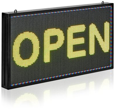 VEVOR Programmable LED Sign, P10 Full Color Flexible Digital Scrolling Panel, DIY Custom Text Pattern GIF Display Board, Bluetooth APP Control Message Shop Sign for Store Business Advertising (27x14 in)