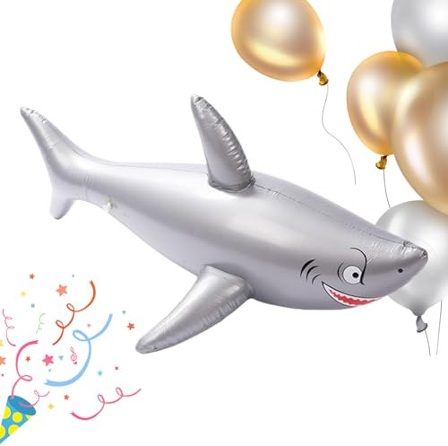 Realistischer aufblasbarer Hai, aufblasbarer Hai-Poolschwimmer -Hai-Poolschwimmer - Großer aufblasbarer Hai, aufblasbare Tierhai-Partydekorationen, lustiges, stilvolles, realistisches Poolzubehör für