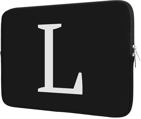 BAAGOAZ 15-16 Inch Laptop Sleeve Personalized Initial Gift Bag, Slim Lightweight Case for 15/16 Inch Macbook, Fits Some 15.6 Chromebook PC Notebook, Black-Letter L