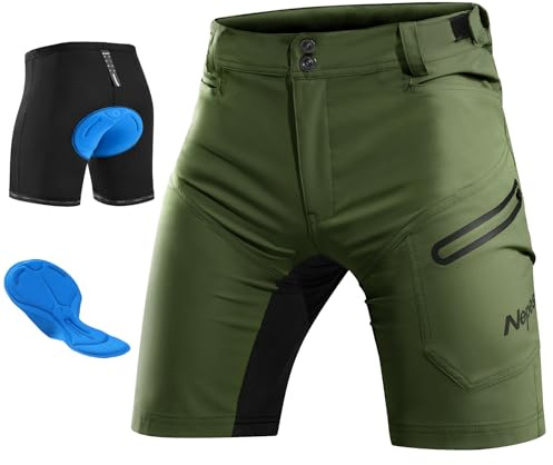 Nepest Mountainbike Hose Herren, 4-Wege-Stretch, Reflektierend Radhose Kurz | Radhose Herren Gepolstert, Leichtes Stretch-Material, Feuchtigkeitsableitend, 3 Taschen, MTB Shorts, Fahrrad, Cycling