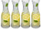 UNIQUE HOME LIVING 1L Water Carafe Set of 4 Classic Glass Pitcher Jug Juice Bottle, 34oz Juice Pitcher Glass Carafe Jug for Water, Iced Tea, Juice, Lemonade, Wine and Cold Beverages