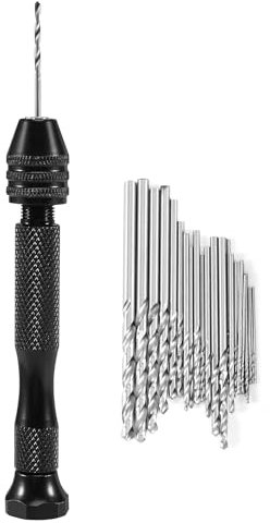 Kueohse Handbohrer Set 31 Stücke Hand Bohrer Set Präzision Pin Schraub Stock Micro-Mini Spiral Bohrer Für Metall,Elektronische Und Modell Bau, Diy Bohren
